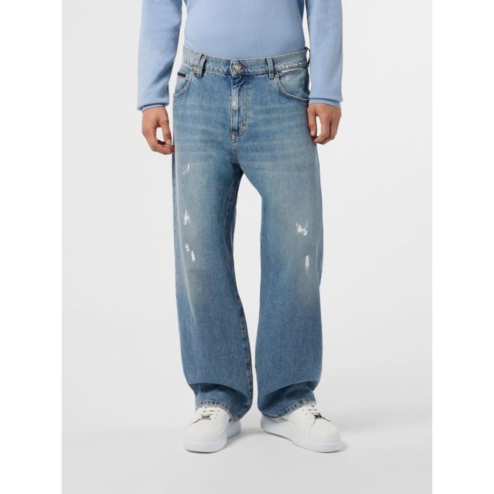 Philipp Plein Men Philipp Plein Wide-Leg Jeans In Denim